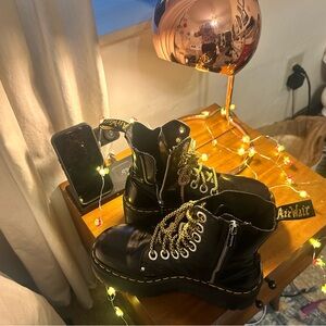 Dr. Martens Black Boots with Gold Accents Dr. Marten Women’s Jadon Max Boot